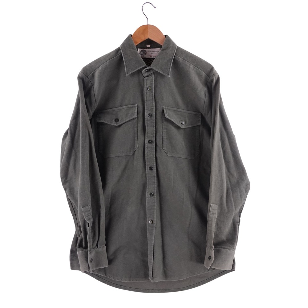 Christopher Dawes Mens Large Moleskin Cotton Shirt Olive Green Made in England